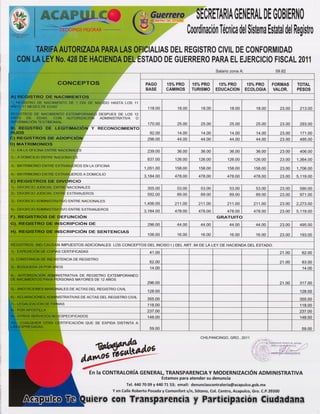 Tarifa de precios de registro civil acapulco 2011