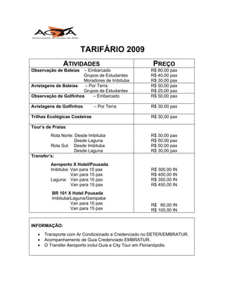 Tarifario 2009
