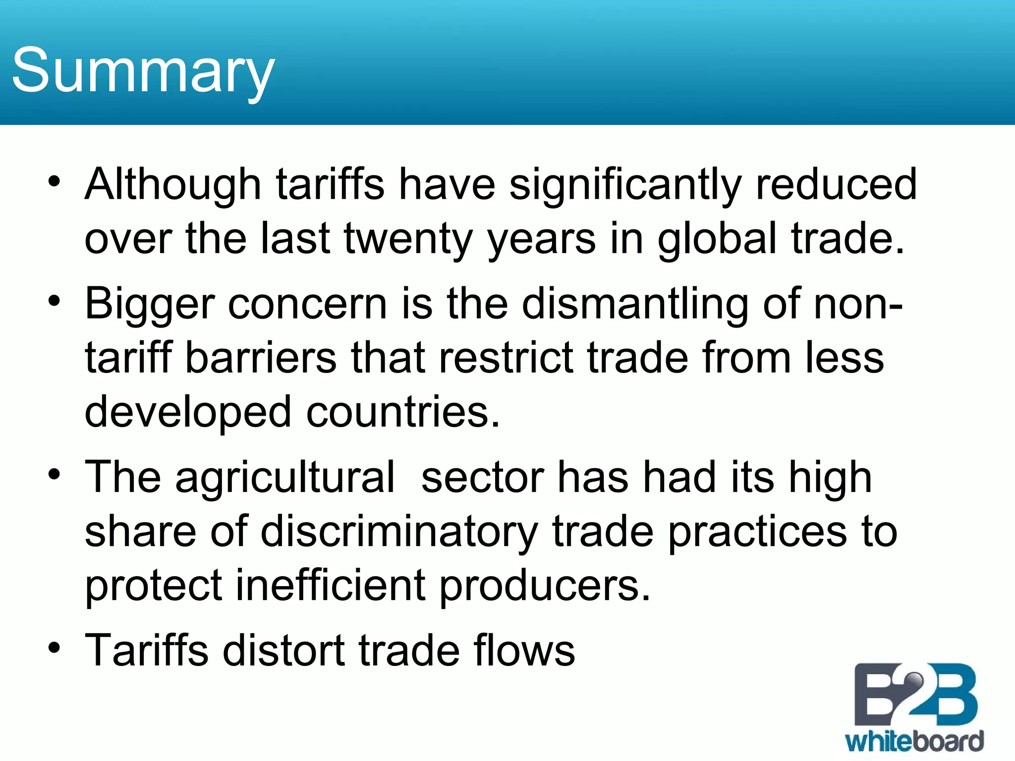 Less Tariffs Tariff and Non Tariff Barriers | PPT