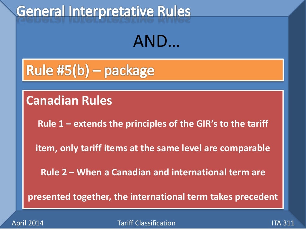 Tariff Classification