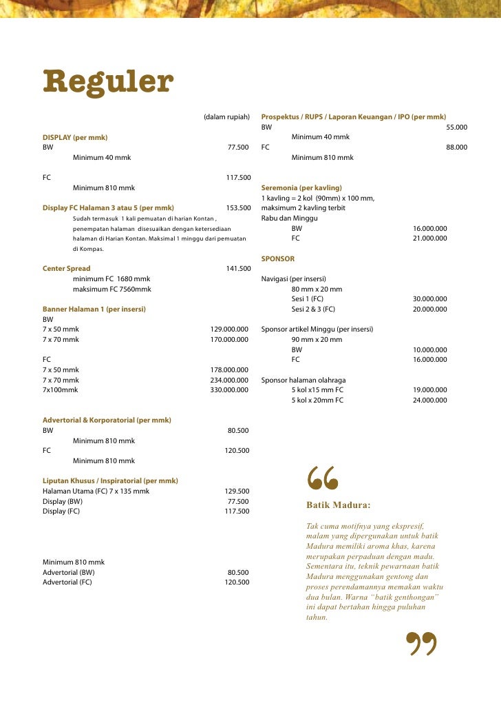 Tarif Iklan Kompas 2010