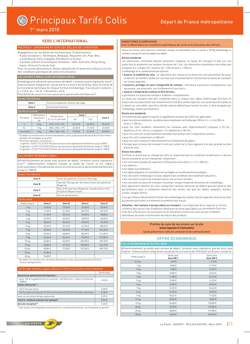 Tarif La Poste 2022 Colis Tarifs colis France - La Poste