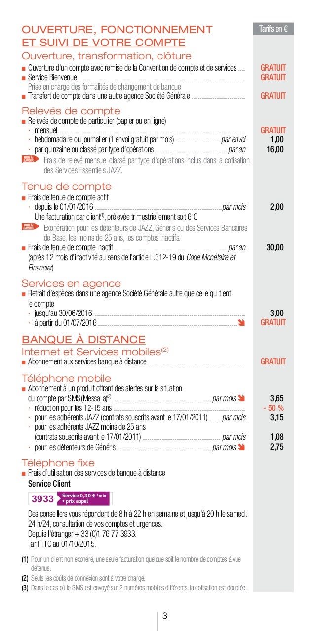 Tarifs Societe Generale Particuliers 2016