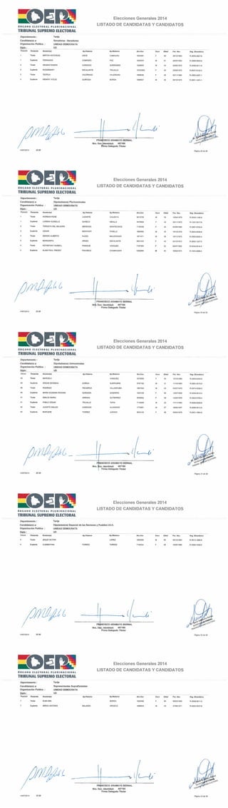 Lista de candidatos de UD por Tarija