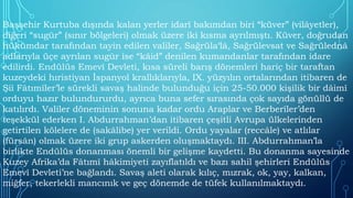 Başşehir Kurtuba dışında kalan yerler idarî bakımdan biri “küver” (vilâyetler),
diğeri “sugūr” (sınır bölgeleri) olmak üzere iki kısma ayrılmıştı. Küver, doğrudan
hükümdar tarafından tayin edilen valiler, Sağrüla‘lâ, Sağrülevsat ve Sağrülednâ
adlarıyla üçe ayrılan sugūr ise “kāid” denilen kumandanlar tarafından idare
edilirdi. Endülüs Emevî Devleti, kısa süreli barış dönemleri hariç bir taraftan
kuzeydeki hıristiyan İspanyol krallıklarıyla, IX. yüzyılın ortalarından itibaren de
Şiî Fâtımîler’le sürekli savaş halinde bulunduğu için 25-50.000 kişilik bir dâimî
orduyu hazır bulundururdu, ayrıca buna sefer sırasında çok sayıda gönüllü de
katılırdı. Valiler döneminin sonuna kadar ordu Araplar ve Berberîler’den
teşekkül ederken I. Abdurrahman’dan itibaren çeşitli Avrupa ülkelerinden
getirtilen kölelere de (sakālibe) yer verildi. Ordu yayalar (reccâle) ve atlılar
(fürsân) olmak üzere iki grup askerden oluşmaktaydı. III. Abdurrahman’la
birlikte Endülüs donanması önemli bir gelişme kaydetti. Bu donanma sayesinde
Kuzey Afrika’da Fâtımî hâkimiyeti zayıflatıldı ve bazı sahil şehirleri Endülüs
Emevî Devleti’ne bağlandı. Savaş aleti olarak kılıç, mızrak, ok, yay, kalkan,
miğfer, tekerlekli mancınık ve geç dönemde de tüfek kullanılmaktaydı.
 