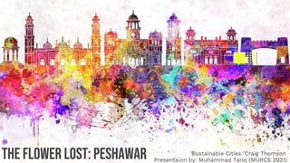 Presentaion by: Muhammad Tariq (MURCS 2021)
The flower lost: peshawar Sustainable Cities: Craig Thomson
 