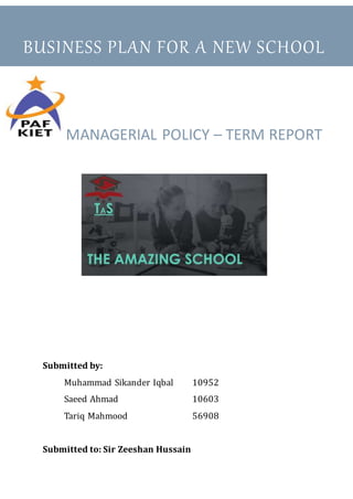 The Amazing School (Business Plan) Report | DOCX