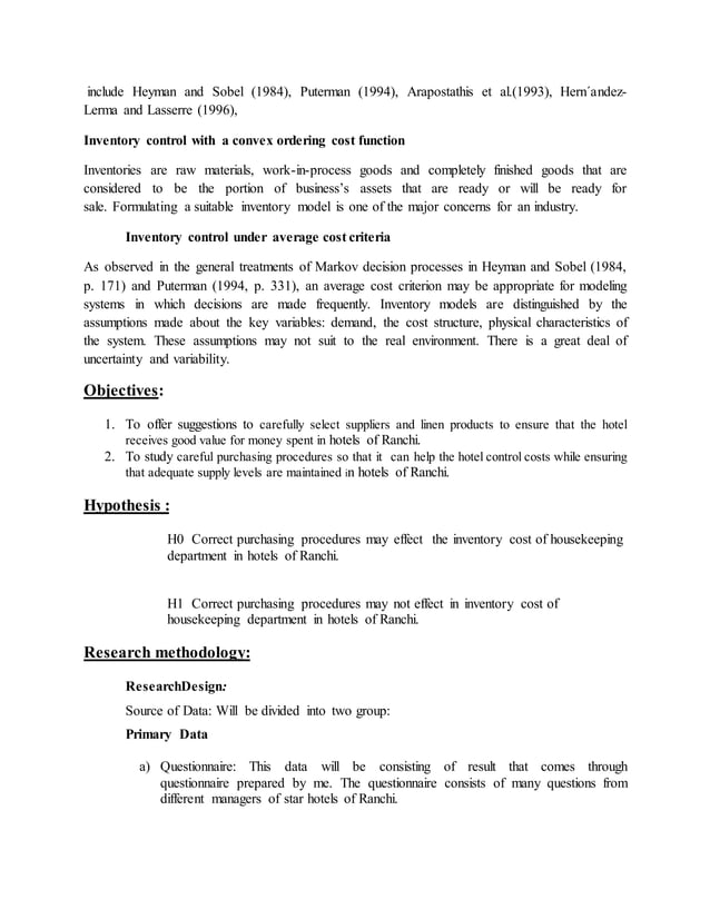 inventory cost control in housekeeping