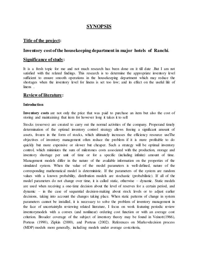 inventory cost control in housekeeping