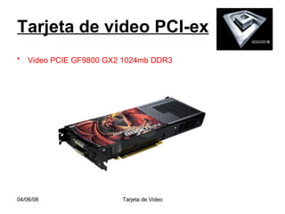 Tarjeta de video PCI-ex Video PCIE GF9800 GX2 1024mb DDR3   