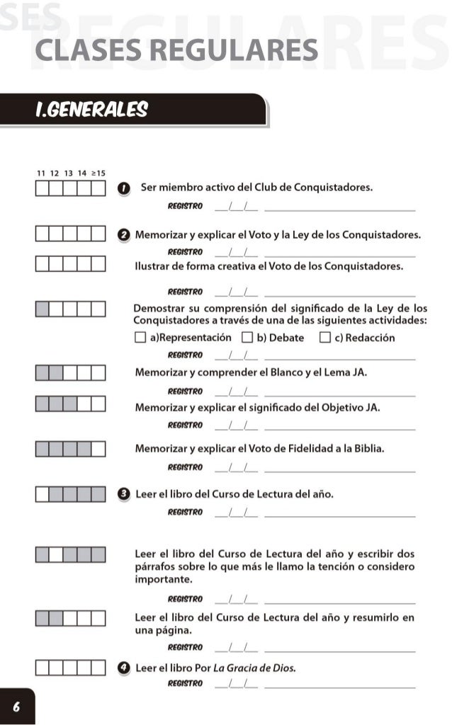 Tarjeta de Clases Integradas de Conquistadores (Sudamérica)