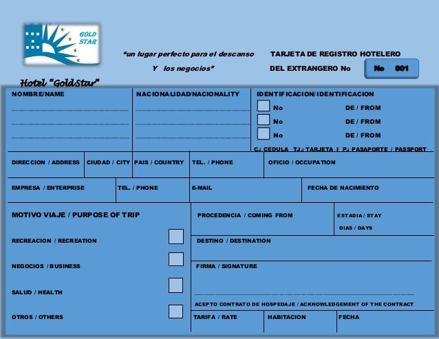 Resultado de imagen para tarjeta de registro