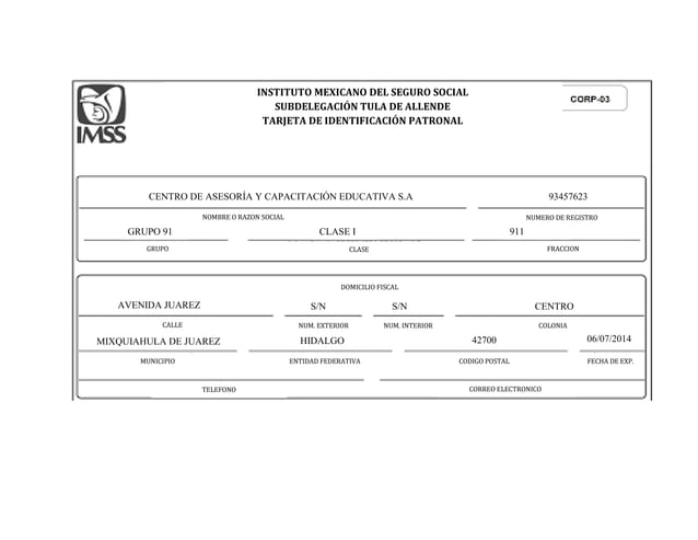 IMSS Tula Tarjeta Identificación Patronal | PPT