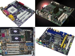 Una tarjeta madre es la plataforma sobre la que se
construye la computadora, sirve como medio de conexión
entre el microprocesador y los circuitos electrónicos de
soporte de un sistema de cómputo en la que descansa la
arquitectura abierta de la máquina también conocida
como la tarjeta principal o "Placa Central" del
computador. Integra y coordina todos los elementos que
permiten el adecuado funcionamiento de una PC, de este
modo, una tarjeta madre se comporta como aquel
dispositivo que opera como plataforma o circuito
principal de una computadora.
 