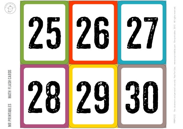 Tarjetas Numeros 1 30