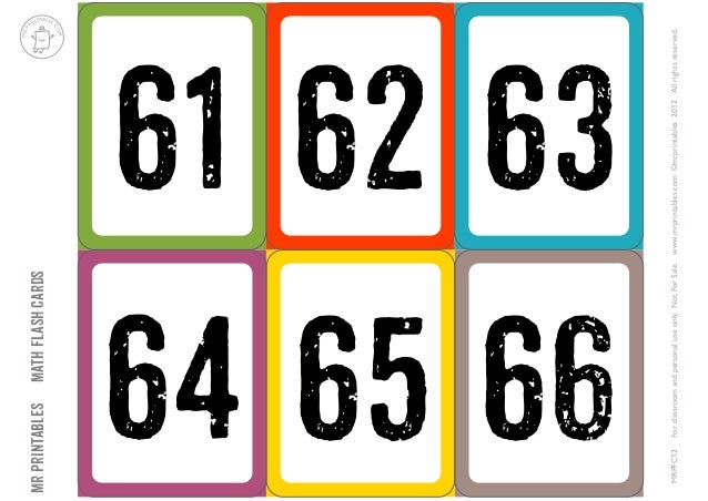 Tarjetas Numeros 61 100
