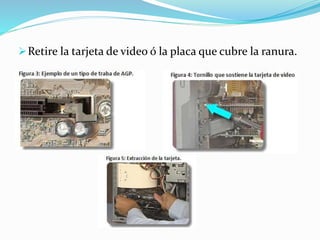 Retire la tarjeta de video ó la placa que cubre la ranura. 
 