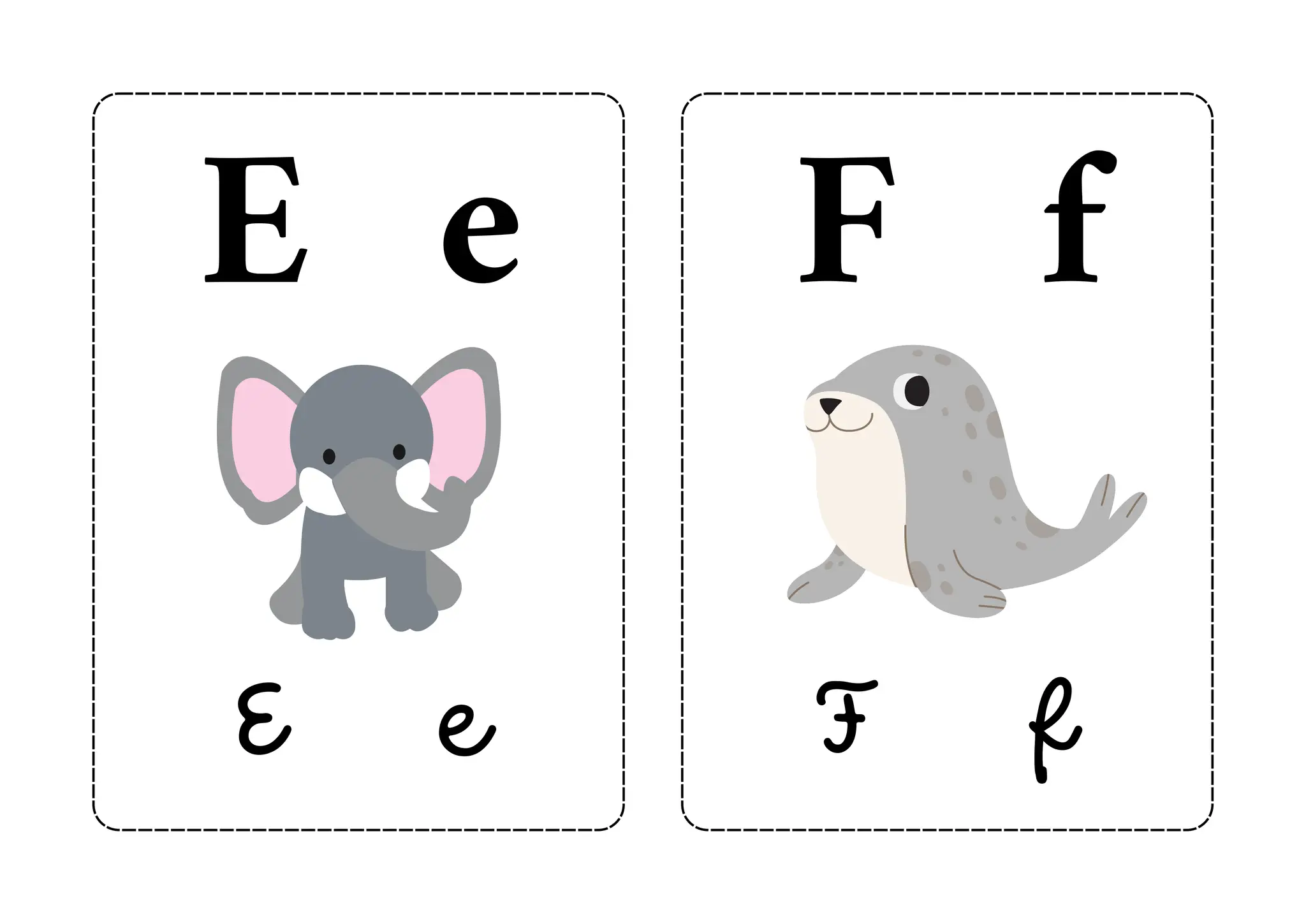 Tarjetas educativas de abecedario de animales ilustrado colorido ...