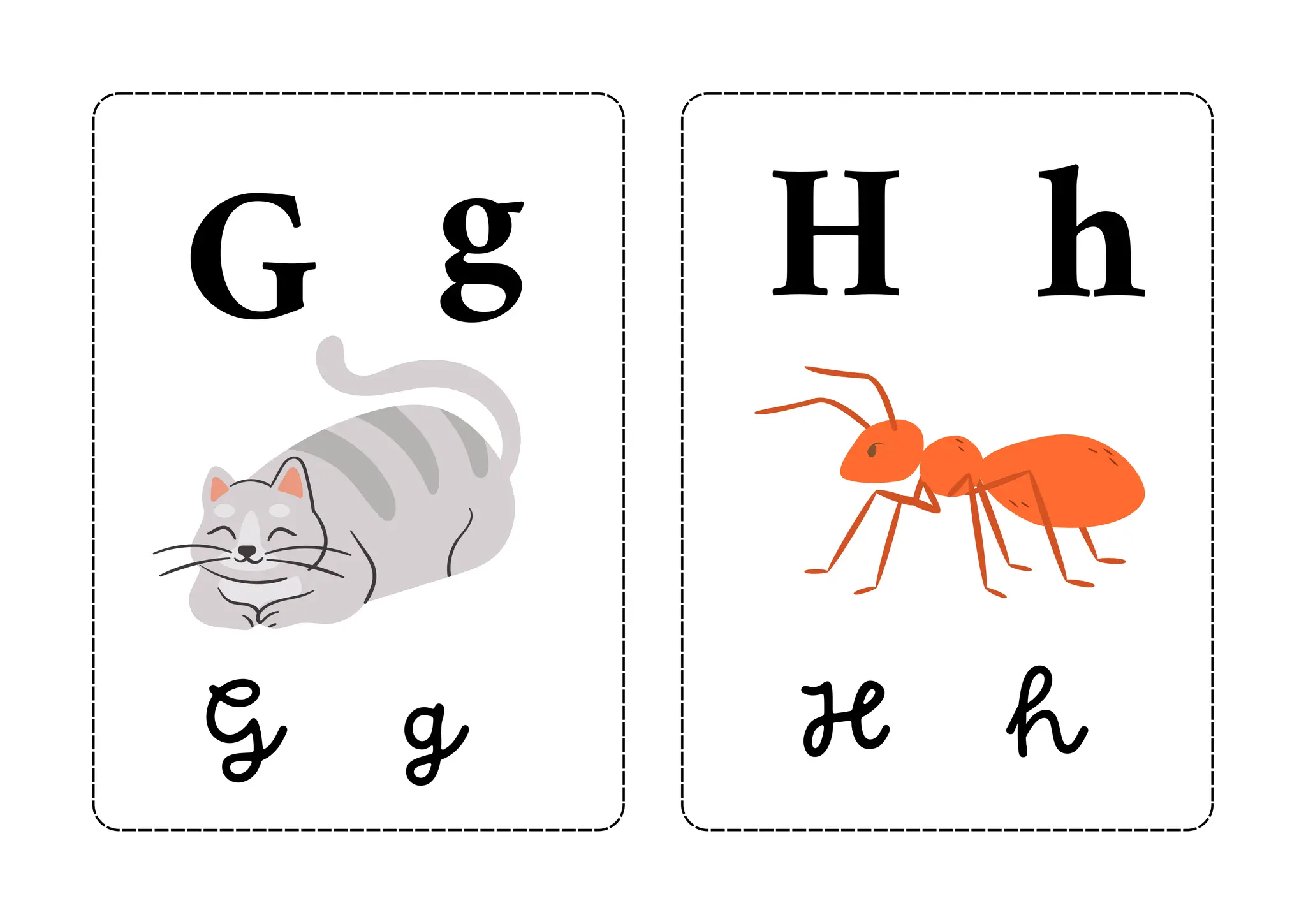 Tarjetas educativas de abecedario de animales ilustrado colorido ...