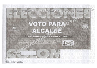 Tarjetas Electorales Elecciones de Octubre 25 de 2015.