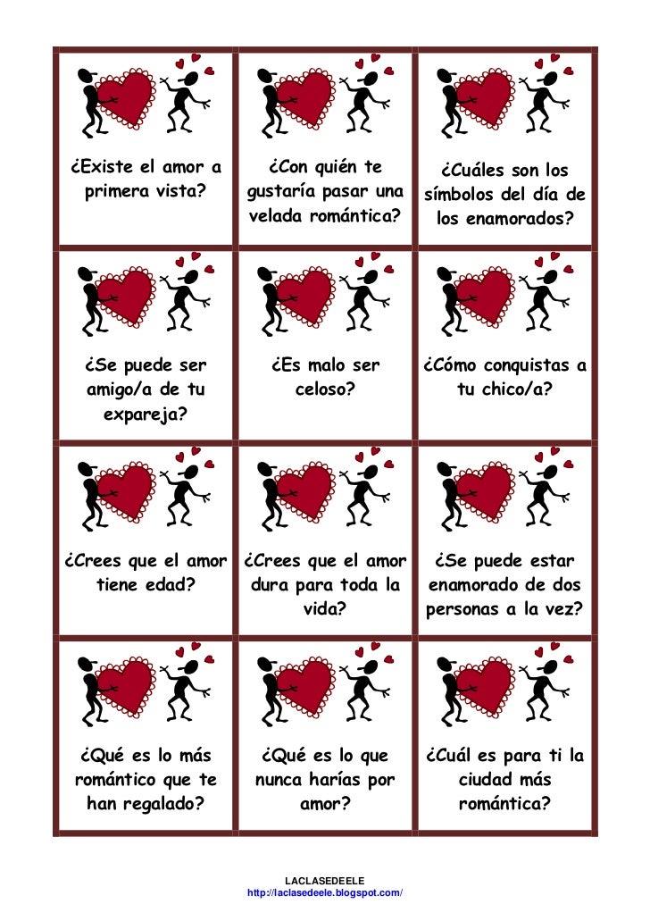 Tarjetas Juego San Valentin