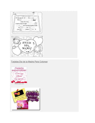 Tarjetas Dia de la Madre Para Colorear 
 