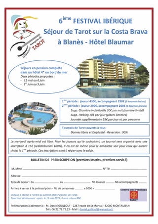 Grand National de Triathlon 2014
Dans le mille cette année !
Le Grand National de Triathlon fête son
10ème
anniversaire à Albi, ville qui accueille
cette manifestation pour la 5ème
fois. Cette
année, 52 formations y participent. L’effectif
est beau, mais il baisse car habituellement,
on compte une soixantaine d’équipes lors
de l’organisation pendant la semaine du 15
août.
La mise en place est simple pour les arbitres
(4tournoisde13tables).RégisGUERPILLON
est assisté de Raymond TANAS et de
René IZANS pour la salle. Geneviève
BAUMGARTEN s’occupe de l’informatique.
Première épreuve : le duplicaté individuel
avec donnes naturelles
Les arbitres ont été de suite dans le jus,
devant faire tourner les étuis. Ils ont ensuite
fait respecter les temps de jeu et les douze
rotations ont pu être jouées pour la plus
grande joie de tous. Après 24 donnes, c’est
Bernard BETNA, le président du club d’Aire-
sur-l’Adour qui accueillera le Triathlon en
2015, qui s’est imposé avec 66,1%. Mais
le plus important, ce sont les résultats
par équipe : les midi-pyrénéens Gérard
CASCALES, Bruno FOUCHER et Jérémy
MOYERE, associés à l’azuréen Laurent
GUIRAL, réalisent la meilleure performance
en totalisant 227,5%. Ils devancent les
bourguignons Fabrice et Jean QUILLARD,
Jean-Michel BERNARD et David BRETON
de 2%.
Deuxième épreuve : la quadrette
Les jeux et les chiens donnent du fil à retordre.
Les attaquants ont eu mal au crâne et les
défenseurs ont pu s’en donner à cœur joie,
compte tenu des redistributions retorses faites
par de nombreux attaquants.
La quadrette à fort accent francilien, avec
PascalJULIAl’albigeois,BarbaraPILOTELLE,
Philippe CHASSAGNON et Richard JAKOB,
sort victorieuse sur le magnifique score de
100,15 PM. Steve ROEDSENS, Stéphane
FRELIN,JérômeetClaudeVITTOZ,regroupés
pour l’occasion, ont bien failli eux aussi faire
un “trois pattes”, ils ont 94,2 PM. Au 3ème
rang
du classement de séance, avec 89,9 PM
pointe l’équipe de Gérard CASCALES, qui est
en pleine bourre.
Au général, Pascal JULIA mène de très près
(0,47 PT) sur Gérard CASCALES. Steve
ROEDSENS complète le podium provisoire.
Bernard BETNA et ses collègues Jean-Louis
COURAUD, Hervé LATERRADE et Serge
ZANETTI sont 12èmes
. Les bourguignons de
Fabrice QUILLARD ont sévèrement chuté
(15èmes
). Cela est dû à leur parcours négatif
(-12 PM) en quadrettes. Pour les deux
dernières équipes citées, avec presque 80 PT
de retard, ce sera compliqué de revenir...
Dernière épreuve : le libre
Sixquatuorssontdansdebonnesdispositions
pour pouvoir l’emporter, mais il faudra de la
chance, et bien jouer aussi ! Les équipes les
plus mal classées ne peuvent plus rien
espérer, ni gagner le Triathlon, ni toucher une
enveloppe sur le général, mais elles ne
doivent pas se décourager car des primes
seront remises aux trois meilleures du
tournoi libre.
L’alliance des pugètois Elisabeth DUMAS,
Jean-Michel SAGEOT et Marc GUARY, à la
corse Pauline JAKOBOWSKI, n’avait pas
encore fait ses preuves. Sur ce tour, elle va
exploser le concours en effectuant 3561
points. Grâce à ce superbe résultat, elle
progresse du 23ème
au 4ème
rang au général.
Quelle remontée ! Il ne faut pas avoir de
regrets, le podium est loin, il aurait fallu faire
mille points supplémentaires.
L’équipe de Pascal JULIA n’a pu conserver
la pole position et vaincre, le jeu ne voulant
pas venir. Elle finit la séance avec -777 qui
heureusement ne lui coûte pas le podium !
Elleest3ème
.Alors6èmes
,PatrickDUFRESNOY,
Sébastien BEAUCOURT (Nord), Jean-
Philippe MARTINEZ (Centre) et Jean-Pierre
CHASSAGNOL(SavoieMontBlanc),réalisent
une bonne opération. Leurs 2579 points les
hissent à la 2ème
place. Gérard CASCALES,
BrunoFOUCHER,JérémyMOYEREetLaurent
GUIRAL ont résisté à +788 et remportent
donc ce 10ème
Triathlon, avec, en bonus, un
peu “d’artiche”, n’est-ce-pas Laurent ?
Avec leurs partenaires Gilles HAUYE et Jean SANCHEZ, Michel ROMAN et son fils Bastien
terminent 25èmes
de cette édition, ce qui n’empêchera pas ces fidèles du Triathlon de participer
au prochain, à Aire-sur-l’Adour pendant la semaine du 14 juillet. On compte aussi sur vous !
Les arbitres de salle : Raymond TANAS, Régis
GUERPILLON et René IZANS.
2277Vous, les participants
Le retour de Jean-Mi, Marc, Pauline et Babou !
 