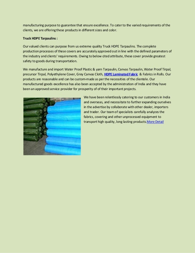 Tarpaulins manufacturer
