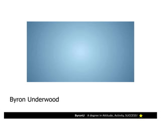 ByronU A degree in Attitude, Activity, SUCCESS!
Facebook
Strength in Numbers
Byron Underwood
 