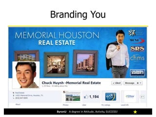 Branding You
ByronU A degree in Attitude, Activity, SUCCESS!
Facebook Business Page cover photos can be up to 851
X 315 pixels.
 