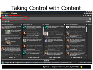 ByronU A degree in Attitude, Activity, SUCCESS!
Taking Control with Content
 
