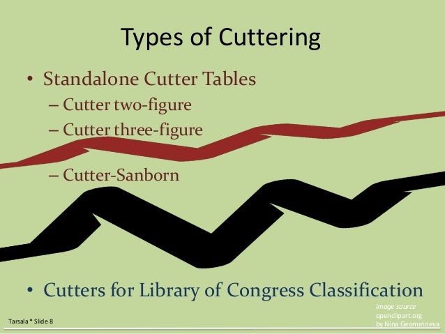 Tarsala: Building Cutter Numbers
