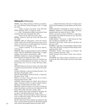 106
AMARAL, Aracy. Blaise Cendrars no Brasil e os modernis-
tas. 2ª ed. São Paulo: Editora 34/Fapesp, 1997. (1ª edição
em 1970)
______. Tarsila: sua obra e seu tempo. 2ª ed. São Paulo:
Editora 34/Edusp, 2003. (1ª edição em 1975)
______ (Org.). Correspondência Mário de Andrade & Tarsila
do Amaral. São Paulo: Edusp/IEB-USP, 2001.
______. Tarsila cronista. São Paulo: Edusp, 2001.
AMARAL, Tarsila do. Tarsila por Tarsila. São Paulo: Cele-
bris, 2004.
ANDRADE, Mário de. Macunaíma: o herói sem nenhum
caráter. Edição crítica de Telê Porto Ancona Lopez. Rio de
Janeiro: Livros Técnicos e Científicos/São Paulo: Secretaria
da Cultura, Ciência e Tecnologia, 1978.
______. Poesias completas. 5ª ed. São Paulo: Martins,
1979. (Vol. I)
ANDRADE, Mário de (textos extraídos da obra); ANCONA
LOPEZ, Telê Porto; MONTEIRO, Salvador (Org.). A imagem
de Mário. Rio de Janeiro: Alumbramento, 1984.
ANDRADE, Oswald de. A utopia antropofágica. São Paulo:
Globo/Secretaria de Estado da Cultura, 1990.
______. Mon coeur balance/Leur âme (em coautoria com
Guilherme de Almeida)/Histoire de la fille du roi. Trad. Pon-
tes de Paula Lima. 3ª ed. rev. e ampl. São Paulo: Globo,
2003.
CATÁLOGO Raisonné Tarsila do Amaral. São Paulo: Base
7 Projetos Culturais/Pinacoteca do Estado de São Paulo,
2008.
EULALIO, Alexandre. A aventura de Blaise Cendrars. 2ª ed.
São Paulo: Edusp/Fapesp, 2001.
GOTLIB, Nádia Battella. Tarsila do Amaral: a modernista.
São Paulo: Senac, 1998.
HORTA, Luís Paulo. Heitor Villa-Lobos. Rio de Janeiro:
Alumbramento/Livroarte, 1986.
LORENZO, Helena Carvalho de; COSTA, Wilma Peres da
(Orgs.). A década de 1920 e as origens do Brasil moderno.
São Paulo: Fundação Editora da Unesp, 1997.
MARTINS, Rubens de Oliveira. Um ciclone na Pauliceia:
Oswald de Andrade e os limites da vida intelectual em São
Paulo (1900-1950). São Paulo: Unibero, 2001.
MASSI, Augusto (Org.) Poesia completa de Raul Bopp. Rio
de Janeiro: José Olympio/São Paulo: Edusp, 1998.
MICELI, Sergio. Nacional estrangeiro: história social e cul-
tural do modernismo artístico em São Paulo. São Paulo:
Companhia das Letras, 2003.
MILLIET, Maria Alice (Coord.). Mestres do modernismo. São
Paulo: Imprensa Oficial do Estado de São Paulo/Fundação
José e Paulina Nemirovsky/Pinacoteca do Estado, 2005.
______. Coleção Nemirovsky. São Paulo: Fundação José e
Paulina Nemirovsky/Museu de Arte Moderna de São Paulo,
2003.
NUNES, Benedito. Antropofagia ao alcance de todos. In
ANDRADE, Oswald de. A utopia antropofágica. São Paulo:
Globo/Secretaria de Estado da Cultura, 1990.
ROCHA, João Cezar de Castro; RUFFINELLI, Jorge (Org.).
Antropofagia hoje? Oswald de Andrade em cena. São Paulo:
É Realizações, 2011.
RUBIN, William. “Primitivism” in 20th Century Art. New
York: The Museum of Modern Art, 1984.
SALZSTEIN, Sônia (Org.). Tarsila, anos 20. São Paulo: Pá-
gina Viva, 1997.
SCHWARTZ, Jorge (Org.). Da Antropofagia a Brasília: Brasil
1920-1950. São Paulo: Fundação Armando Alvares Pente-
ado/Cosac Naify, 2002.
SEVCENKO, Nicolau. Orfeu extático na metrópole. São
Paulo: Companhia das Letras, 1992.
SILVER, Kenneth. Vers le retour à l'ordre. Paris: Flamma-
rion, 1992.
STEINBERG, Leo. Outros critérios: confrontos com a arte
do século XX. Trad. Célia Euvaldo. São Paulo: Cosac Naify,
2008.
Bibliografia | Bibliography
 