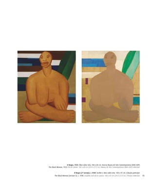93
A Negra, 1923. Óleo sobre tela. 100 x 80 cm. Acervo Museu de Arte Contemporânea (MAC-USP)
The Black Woman, 1923. Oil on canvas. 100 x 80 cm (39.4 x 31.5 in.). Museu de Arte Contemporânea (MAC-USP) Collection
A Negra (2ª versão), c.1940. Grafite e óleo sobre tela. 100 x 81 cm. Coleção particular
The Black Woman (version 2), c. 1940. Graphite and oil on canvas. 100 x 81 cm (39.4 x 31.9 in.). Private Collection
 