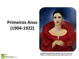 Primeiros Anos
(1904-1922)
AUTORRETRATO (MANTEAU ROUGE), 1923, óleo sobre tela,
73x60,5 cm, (P050), Museu Nacional de Belas Artes, RJ, RJ
 