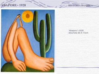 HISTÓRIA DA OBRA ABAPORU- 1928 'Abaporu'-1928  óleo/tela 85 X 73cm                                     
