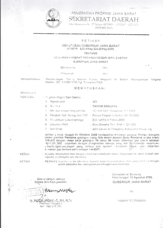 ,.
PEfulERINTAIJ PROPINSI JAV/A BARAT
SE I{1ETA I{ IA T D AE i1 A T_{
..1'111;r1 [Ji|.,r-,1,r,a;,,ro I1,. ].? ftjrr,r.t,,X2.',; 441,, :t;l-',.).::Li.i ..:.:':,, j::,:',
tJ4[JDtING 4(;il r
ft.rrJ .
I /,'j
[:' L: ] i i( A, l'l
l( F- i.
) .J'l i 5; Ai'l ii lJ B L:: n l'l il R -l lV/ A B AF{ A-t-
i.lr ) tul C,p &'.i.ii . 4 I Le D. F, Z3 - e,, p e, c1 ! 20 0 S .
I'E ii 'l'lr lJ Ci
),lil ,.,z',rK,(ii i: i,f,lr,rjf/.,(-l' t:i(:-'r.:,/./v/l i.l f r.][:Rl Siili. f ,;t.-:i:l/l-i
13 Jlit:.tir,l Ll l( .r,i,t,^..'1- l:i n llAl'
A,rllt,trlr,r; ,yt
i.ii''1i1111";;i1
i)t::r'i,ntt::ir)t:j;lr) l i I., ,:.; I,1r,r1.,.:;:;r
fJoitrtjr [.](r: ,', 1i)ii()i ',:t lI,li li;t 3
,. l:;i
ri1,li
i': ,, ! i)(.'t ;?:,tl](.'i t:::i
,rii':ir.;t; ill(,5
i;)a:i,r'l;,r..:. ;t
l::l:ii [.i,,fr,,i,r,
tul E I'i4 il-i'tJ S r( / l!:
/ (:l tl(.:ar/.'tttf' l')eq.Af a
1 !ri:.0
11. ).c21
l-,tir:r1itl.;Karr t1i B,;rt rcllrr;r..1
;'a(ii) l?:i)qgai 12 Agustus 2005.
GI-] FJERiJUR,]A,//A BARAI
Itti
I rrlJ,,'/':.' l'r.,^V,r/'. f',
: ' . ..i/r'.1iii. i.i:..ijr. i: Iir;,ti i.)'.ie:;-ili
'l frl;r11is;1 {.,i1 111
2 tl .' 'il it
.i [r]t1' Ll,.trt lr.lltilrir' ll,r,tr,.j;tl lt.liir
t. [)itrrr1l.a1. (,.it.rl i':(ti tr)(i r.iillt l),1-l
5 f)',,,rliilii.liii' i-,it)t.tit) lerlirrgLti
lj J-:1il,ii;:)ll i P,l(
,/ l.Jrtrr l(t:ri;r
KEDI-J,'
i( la
-1
I (i,^,
l(irl)ilu,',J nrula tr:rtgc;al 0 i Oi<lot'r':r 2005 l.ror'Clasarl,rirr) kr.:r1;1iy.;;111 J);lil(.)r/rii Piijharr di;trrgkart
dallrr, lJ'rt'!rtkal F'etnltina q(-)lon(-t.lr'i r'i,r,n(J IV/a dalanr.iat-ratarr Grrrrr Prinrbina irlqka kreclit
'1
15.3,1.l:, clcrUilrt r'nasa ker'ja (lolor)g:)n 1B lantrrr 00 IrLrian cJii)er'ii,:an r1z1t ;tol.r k sebeser
ti).1,.1 0l ,300 lili)rtl)Htt (lr'itl,1iin lt,i,r)r.llli)r>ilnr) l;rirrrryu ')/itr(,1 sili, t)t'it1-.;ai',ar kelenluarr
l,)t'ut'(ii,il!lirr)-ilt)r,iltli,filIt yzltlq ,i(; r'lll,i.r.r (Jirn 11Iliri)1,'r 'r(rirr('rlrllri '-.)/;1 4r, .:(;i, cJiberikatt
k, rraiki.rrr 1l.lij ixirli,irn f)a(/r tilr)l(:latl I-4-i'1007.
r1ii:,t,|r'lr:; ..:i !:Il.):t(:li)irr iiitii ritr:trIrIr',,ii
I)[:-Ill(,r:',J |i.l.Jr,rllr., r, ilri r]ilrr tqlr,,11 ;r('lrr,i;, V,ill,l lrL'rti,it,rti rll'rtt ti:)tt '/'tii) i'r 1''',( r'llill/Jall
Ujrlllk (.jili(:jl,itllrli (.lirir flrl)r.rr'(jrrrlli.;.ilf li{;11);r(larillirrrii ril('l,lr[r,'i]
l',tr:
-ill;
.11:
Sesr ;ri tlen(ior, aslir').i il
t(gila,a n,, U n,.r,,,,,.jiil1/illalit.
Li.,,,rvts.ed. l_H
t r,)-/j). )" r
.],,-
i'i l i, i'4 -l
r
L
, irr-.nrl)rrl' 'l rrtr;kiri I
Nll,' lll() lr'0 lrllr,
 