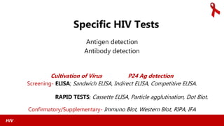 Laboratory diagnosis of HIV infection. | PPTX