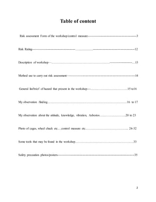 Motor vehicle Mechanical repair workshop Risk assessment, safety ...