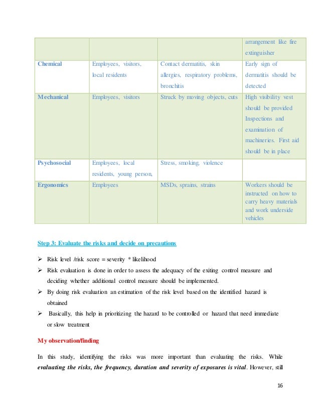 Motor vehicle Mechanical repair Risk assessment, safety engi…
