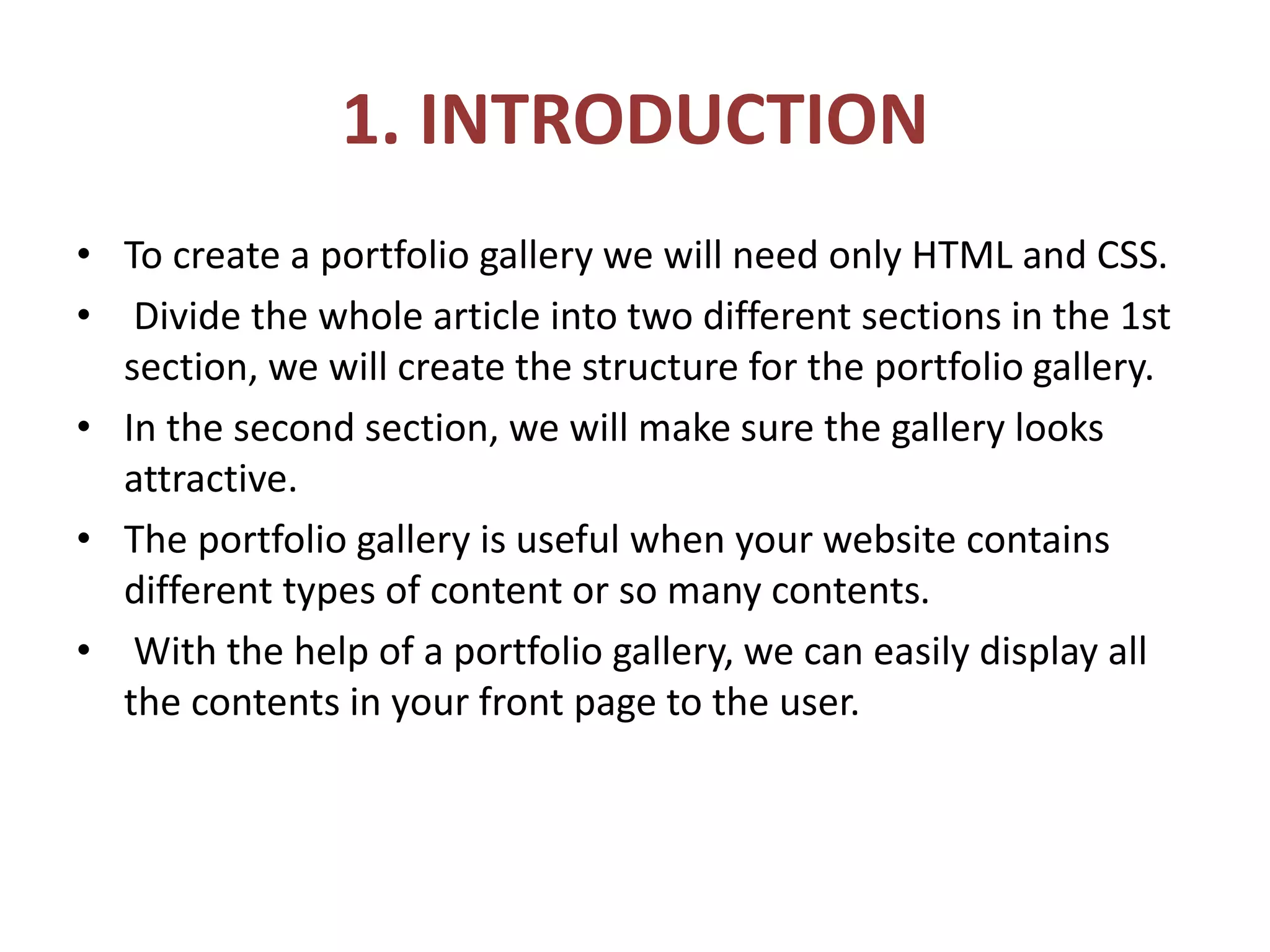 PORTFOLIO BY USING HTML & CSS | PPT