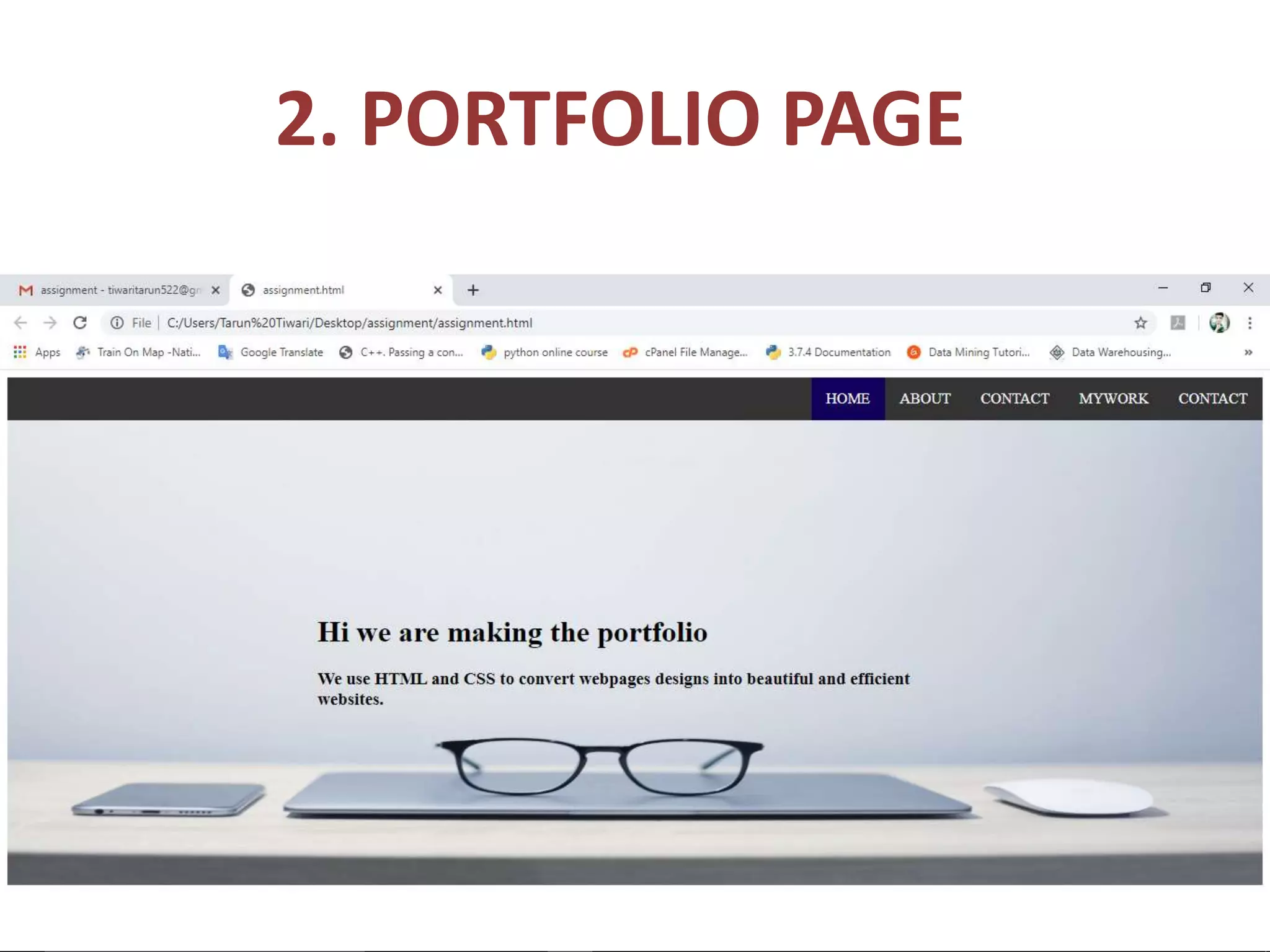 PORTFOLIO BY USING HTML & CSS | PPT