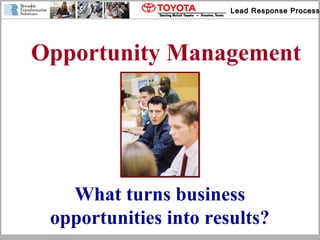 Lead Response ProcessLead Response Process
Opportunity Management
What turns business
opportunities into results?
 