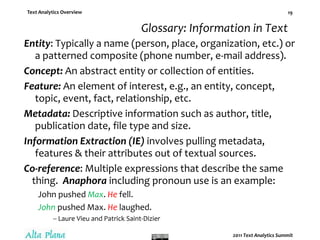 Results are presented intelligently, for instance, grouping on mined topics-themes.