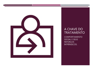 A CHAVE DO
TRATAMENTO
COMPORTAMENTO
SOCIAL E SEUS
REFORÇOS
INTRÍNSECOS.
 