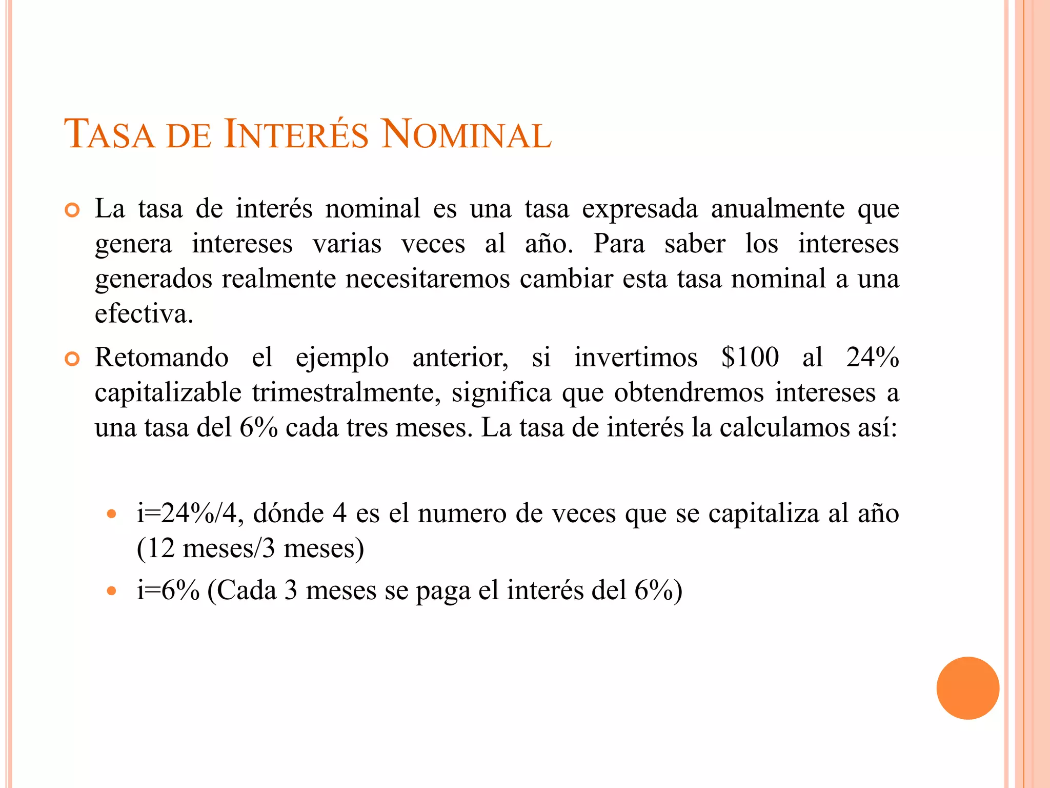Tasa de intereses efectiva y nominal | PPT