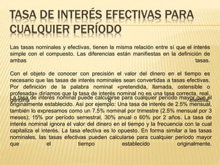 Tasas de interes nominal y efectivo | PPTX