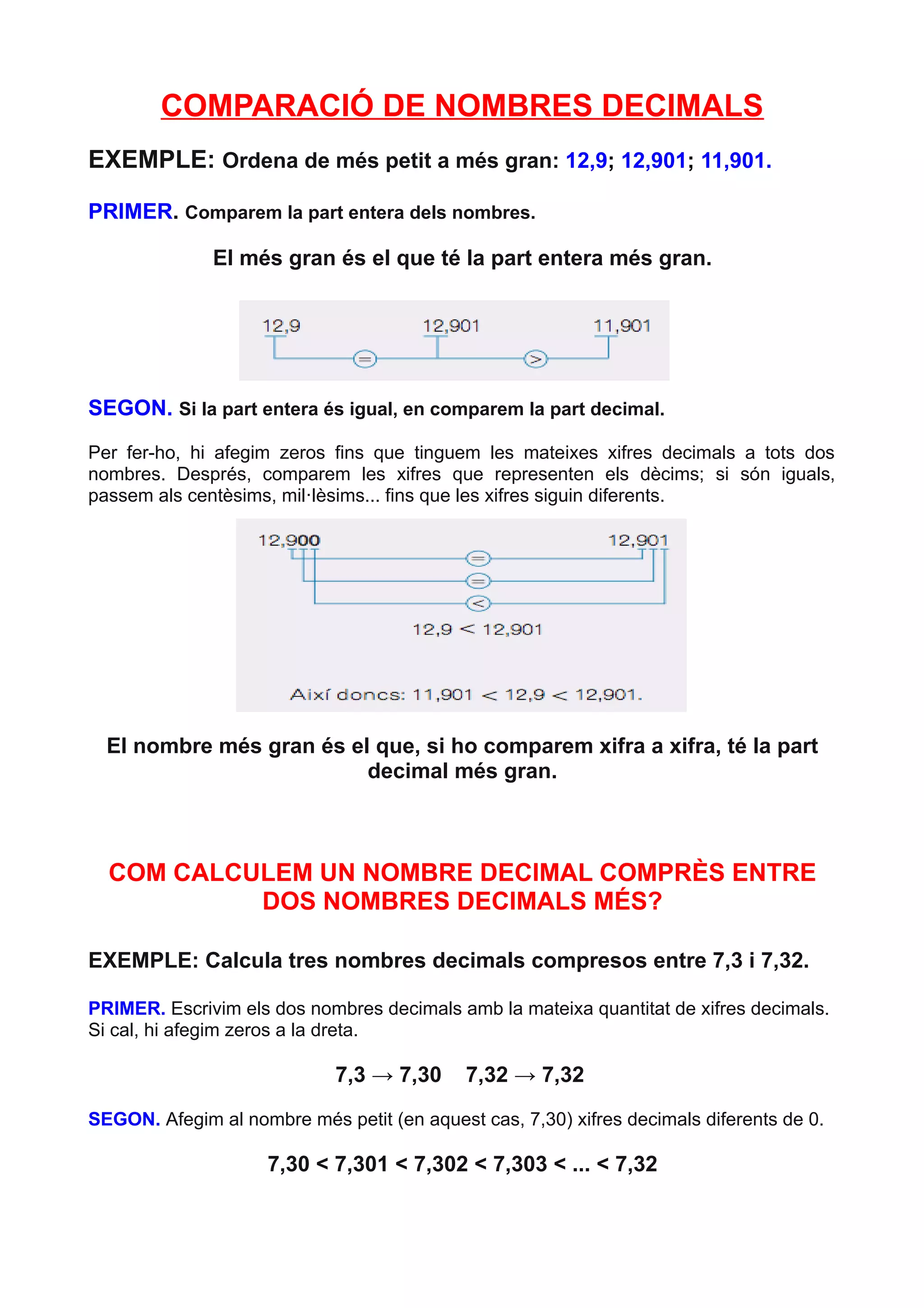 Tasca de nombres decimals PDF