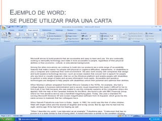Ejemplo de word:se puede utilizar para una carta