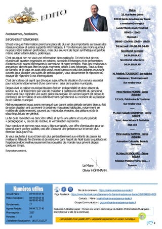 2
Mairie
33, Rue Notre Dame
83136Sainte AnastasiesurIssole
s.anastasie@orange.fr
Lundi/Mardi/Jeudi/Vendredi
08h00- 12h00
M...